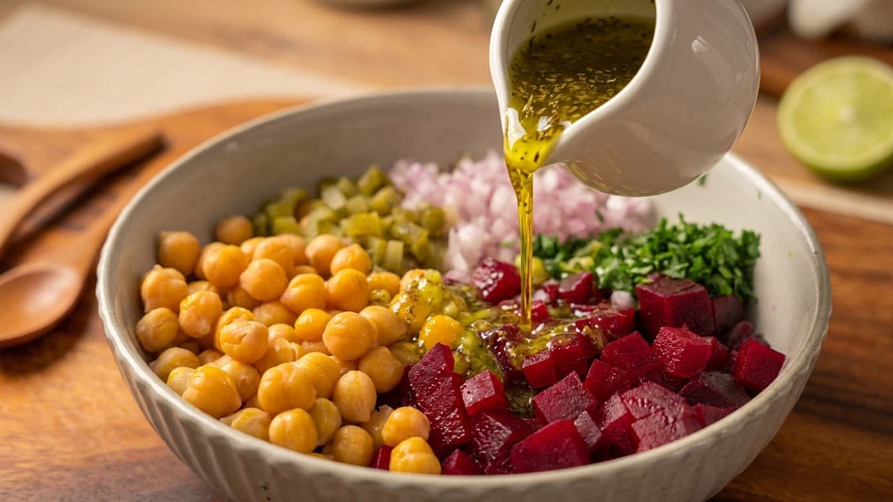 Beetroot chickpea salad